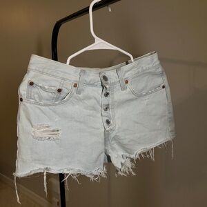 Levi's Blue Distressed Cut-Off Jean Shorts